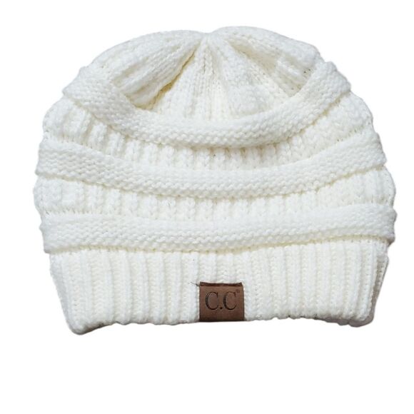 C.C. Creamy White Beanie Knit Hat - Picture 1 of 2